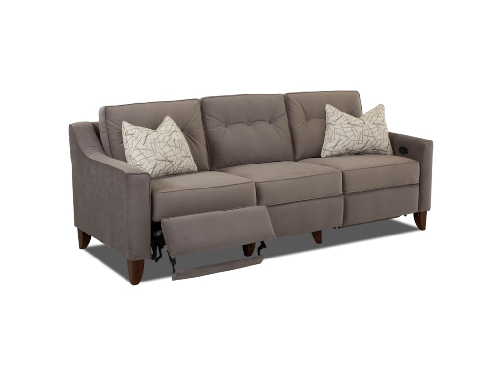 Klaussner Audrina Contemporary High Leg Power Reclining Sofa | Sheely's